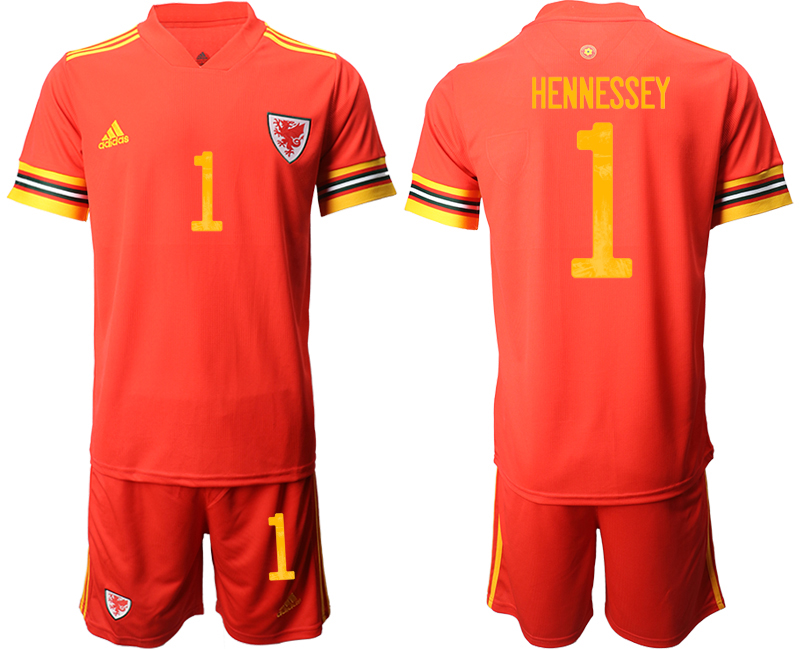 Men 2021 European Cup Welsh home red #1 Soccer Jersey->welsh jersey->Soccer Country Jersey